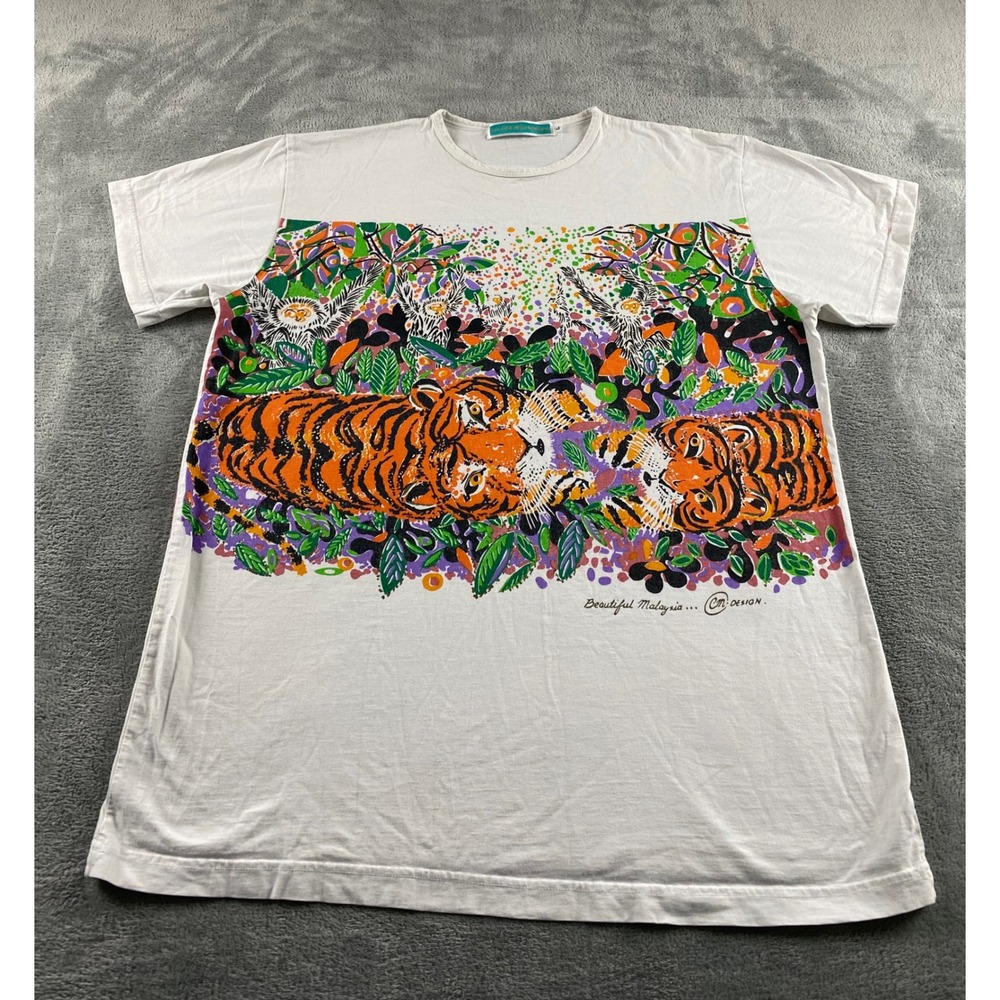 Culture Medium Design Beautiful Malaysia Tiger Graphic Tee White Large CM Design